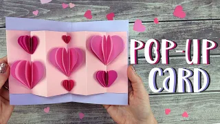 💗 EASY Pop-Up Card with 3D Hearts for Valentine's Day Greeting Card - Maremi Simple Craft