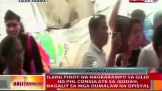 BT: Ilang Pinoy na nagkakampo sa gilid ng PHL Consulate sa Jeddah, nagalit sa mga dumalaw na opisyal