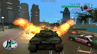 GTA VICE CITY chase with policemen on a tank,4 stars
