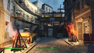 Fallout 4: Hangman's Alley. Wasteland Trade Outlet and Bar. Full tour. (immersive, pc, modded)