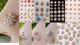 Nose Studs|| Stunning and Gorgeous Gold Silver Diamond Nose Stud And Nose Ring Design Piercing idea