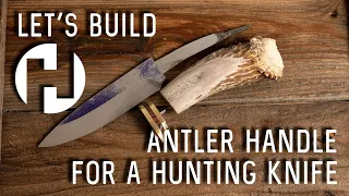 Давайте построим: делаем рукоять из рога для 6-дюймового случайного узора #Damascus Hunting Knife