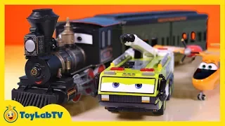 Disney Planes Fire & Rescue Muir Train Transporter, Ryker, Dipper & Rescue Mater on ToyLabTV