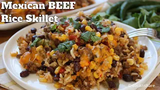 Easy Mexican Ground Beef Rice Skillet - One Pan Wonder!