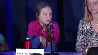 Greta Thunberg without a script is stumped when asked what her message is