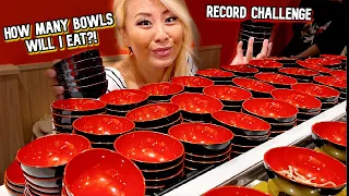 SOBA NOODLE RECORD CHALLENGE in JAPAN?! 300+ BOWLS EATEN!! #RainaisCrazy