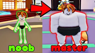 Noob Masters Sumo Wrestling And Becomes The Best!! -Sumo Simulator Roblox