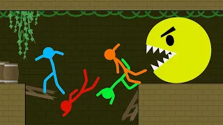 Red and Blue , Stickman Animation - Part 20 ( Monster Pacman )