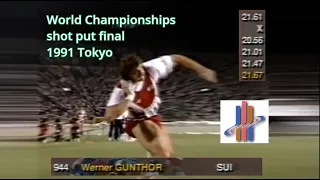 Werner Günthör (Switserland) shot put final World Championships 1991 Tokyo.