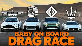 World's Quickest SUVs: Rivian R1S vs Aston DBX 707 vs Cayenne Turbo GT — Cammisa's Drag Race Replay