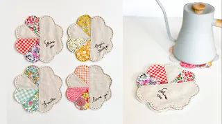 Fleur Coasters | Patchwork Sewing | DIY Teamats| Gift idea