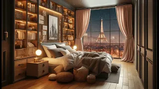 🗼🌧️ Rainy Night in Paris Cozy Bedroom Jazz Ambience