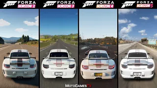 Forza Horizon 2 vs Horizon 3 vs Horizon 4 vs Horizon 5 - Porsche 911 GT3 RS 4.0 Sound Comparison