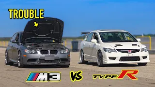 Supercharged Civic Type R VS BMW M3 Track Battle Ends in DISASTER