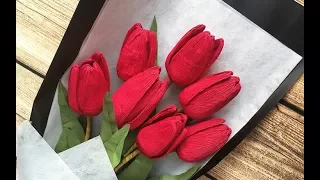 ABC TV | How To Make Tulip Paper Bouquet Flower From Crepe Paper - Craft Tutorial
