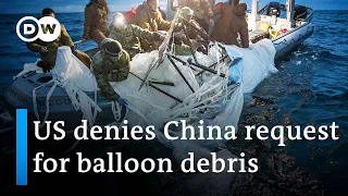 Balloon shot down over US continues to cause tensions between superpowers | DW News