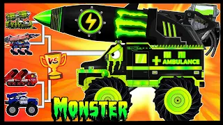 AMBULANCE MONSTER CAR Got Injured While Against The FIRE TRUCK, MONSTER POLICE | Arena Tank Cartoon