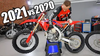 Обзор Honda CRF450R 2021 в Сравнении с 2020