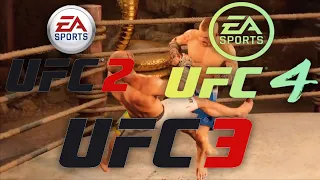 EA: UFC 2 vs UFC 3 vs UFC 4 Knockout Animation Comparison!