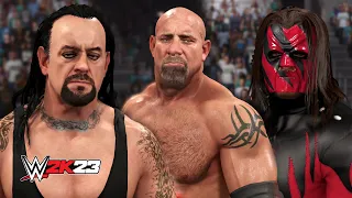 WWE 2K23 - The Undertaker Vs Goldberg Vs Masked Kane For The World Heavyweight Championship (PS5)