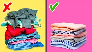 27 CLOTHES FOLDING HACKS AND WARDROBE ORGANIZATION