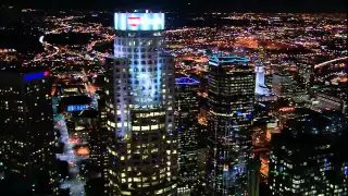 Night helicopter flight over Los Angeles