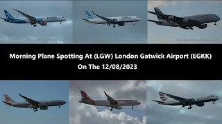 (4K) Early Morning Plane Spotting At (LGW) London Gatwick Airport (EGKK) On The 12/08/2023