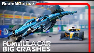 Formula Car BIG CRASHES #9 | BeamNG.drive | F1-F2 MOD