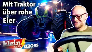 Wer lenkt den Traktor schneller über rohe Eier? Max (11) vs. Jürgen Vogel | Klein gegen Groß