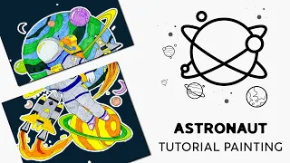 Tô Màu Phi Hành Gia Trong Không Gian 👨‍🚀 Astronaut Coloring | Coloring Astronaut Easy Step by Step