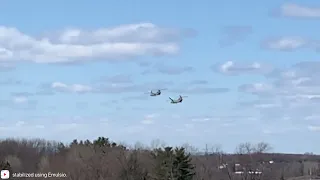 Pair of Boeing CH-47 Chinooks Departing KBTV