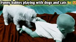 funny babies playing with dogs compilation|Funny Babies Playing with Dogs Compilation - Funny Baby