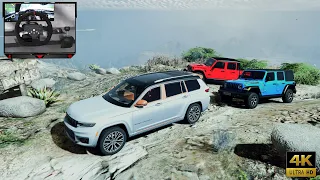 GTA5 Car mod |Jeep Cherokee 2023 Climbing the Mountain Off-Roading Convoys | Steering Wheel Gameplay