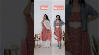 4/4 How to style your Western Dress in Indian wear✨#shorts #short #indianwear #styling #howto #dress