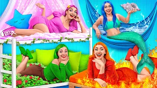 Four Elements Build a Bunk Bed! Fire Girl, Water Girl, Air Girl and Earth Girl by Mega DO Challenge