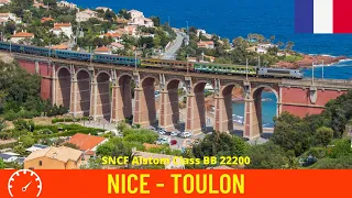 Cab ride Nice -Toulon (France, Côte d'Azur)  train driver's view in 4K