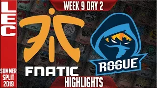 FNC vs RGE Highlights | LEC Summer 2019 Week 9 Day 2 | Fnatic vs Rogue