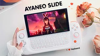 💗 So cute so powerful - AYANEO SLIDE aesthetic unboxing📦 gameplay🎮 genshin | Apple Studio Display🍎