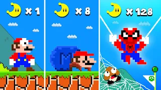 Super Mario Bros. But Every Moon Makes Mario Become SPIDER-MAN!...