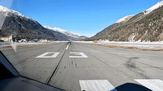 SAMEDAN AIRPORT (SMV/LSZS) | WINTER DEPARTURE RWY03 | COCKPIT VIEW