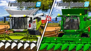 Fs22 vs Fs23 With Big Claas & John Deere Harvester | Compare Gameplay | Timelapse |