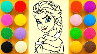 Sand Painting & Coloring of Elsa the Princess | Frozen