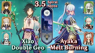 Spiral Abyss 3.5 - C1 Xiao Double Geo & C0 Ayaka Melt Burning | Floor 12 - 9 Stars | Genshin Impact