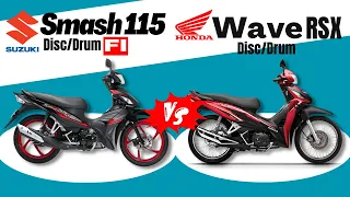 Suzuki Smash 115 Fi vs Honda Wave RSX | Side by Side Comparison | Specs & Price | 2023 Philippines