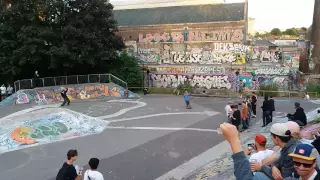 Chris Joslin, Ollie to flat @ Dean Lane skatepark, Bristol - 8th July, 2016 - Etnies Tour.