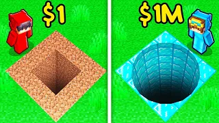 $1 vs $1,000,000 Minecraft TUNNEL Build Battle!