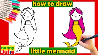 How to draw kawaii princess ARIEL | The Little Mermaid | Nanny Julie