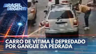 Homem atropela bandido e tem carro depredado | Brasil Urgente