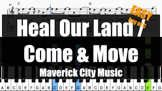🎹Maverick City  Music -Heal Our Land / Come & Move(Key of C)SheetLyric Chords Piano Easy Tutorial🎹
