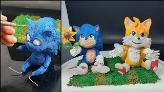 como hacer a bebe sonic y bb tails de plastilina(how to make baby sonic and bb tails)clay/tutorial